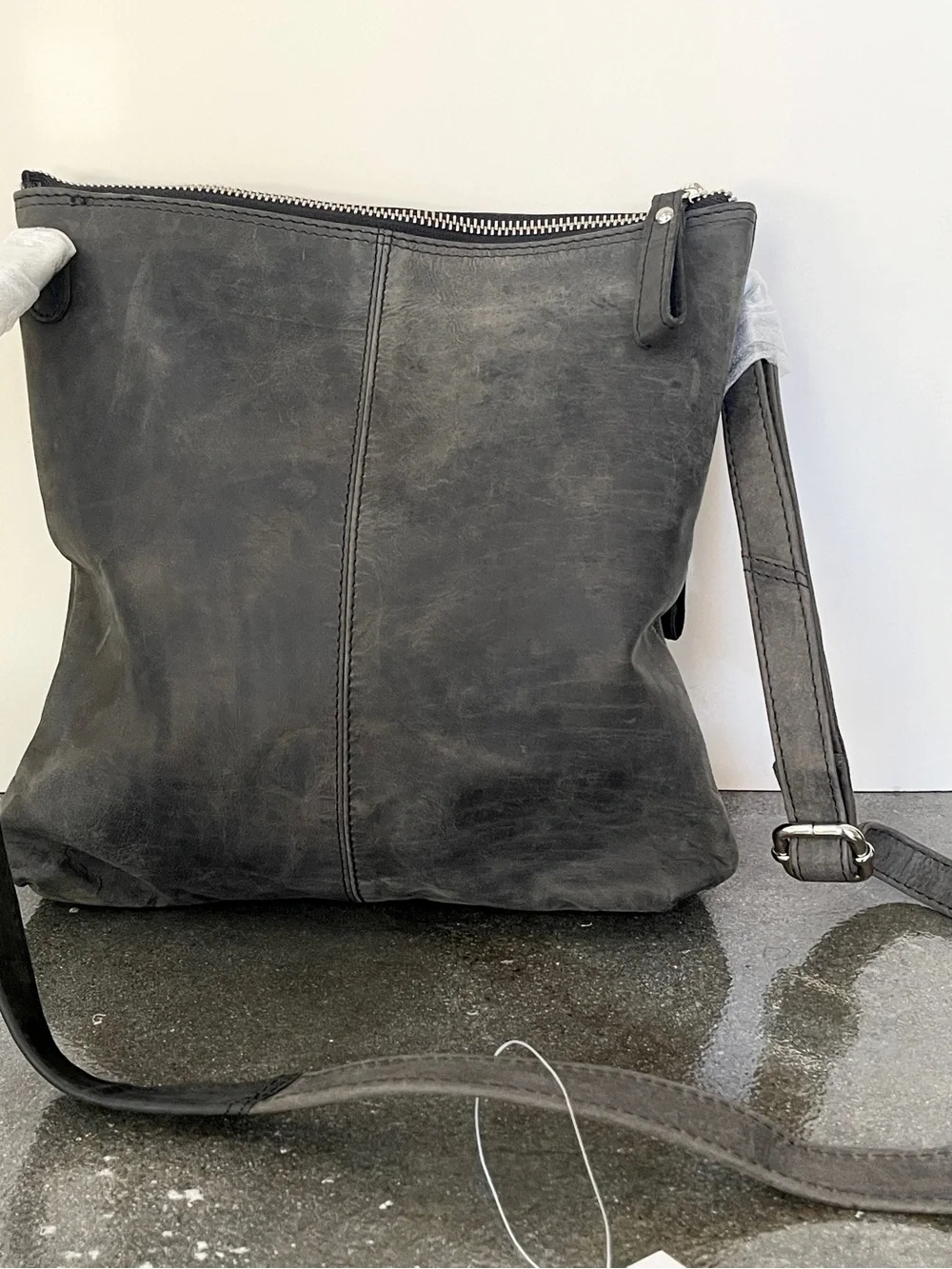 Oak Leather Crossbody Bag with Zip Accent and iPhone pocket. New with Tags.